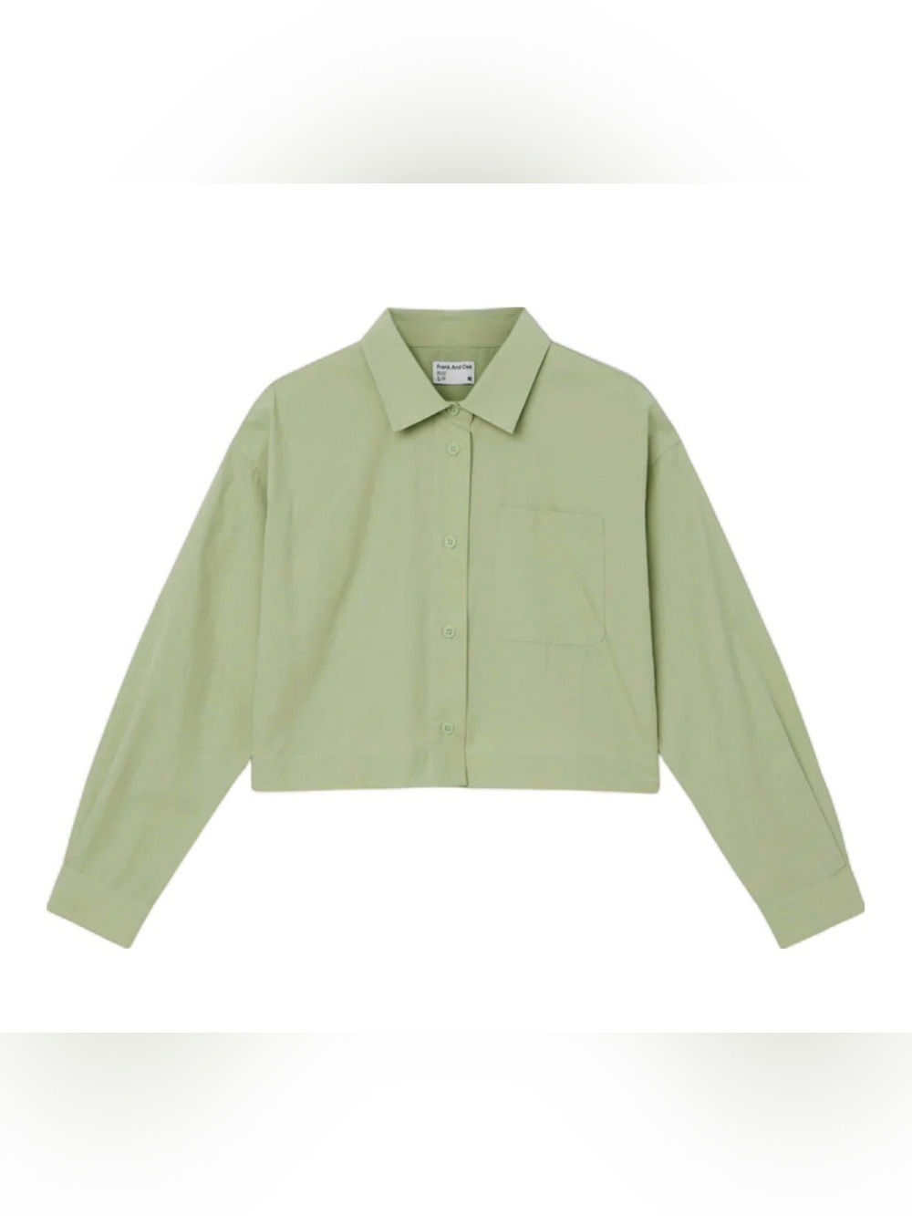 Frank & Oak Light Green Cropped Button-Down Shirt